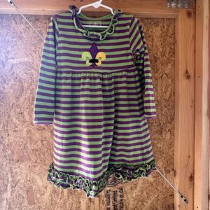 Striped Green and Purple Kids Dress